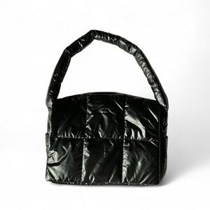 Forever 21 Shiny Black Puffer Shoulder Bag
